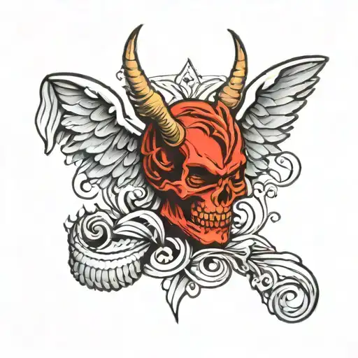 American Traditional Angel Devil