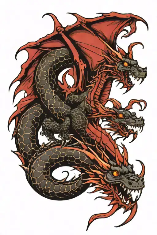 Red Black Dragon With Black Top