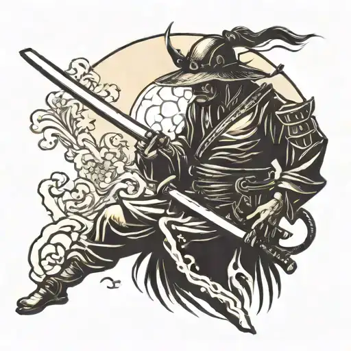 Samurai Silouette With Katana Sword