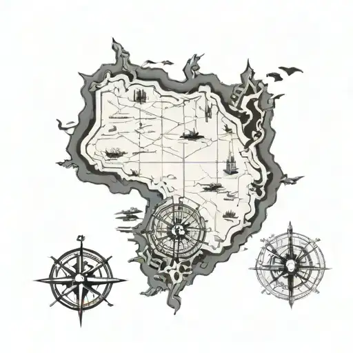 Map Of Western Australia And Compass Surrounded
