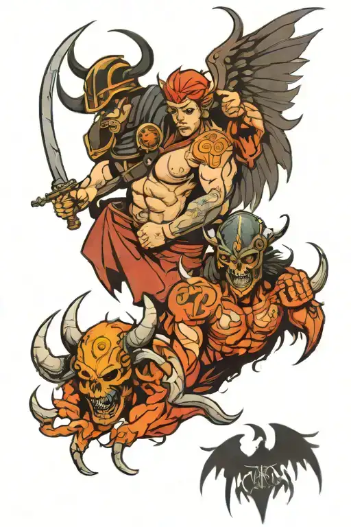 Soldier And Demon Half Angel