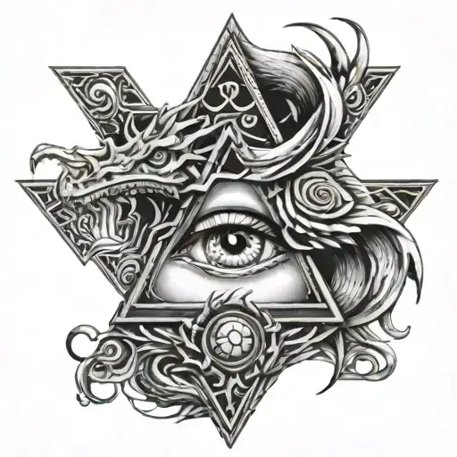 Triangle Illuminati Eye Aspect Dragon And Roman