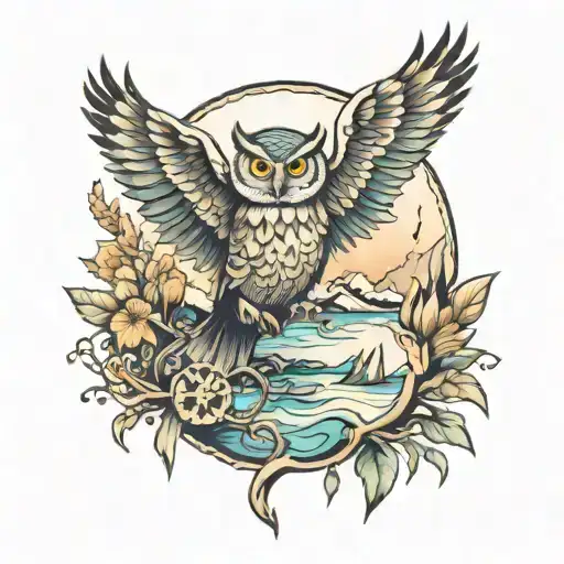 Coastal Scene Time Owl