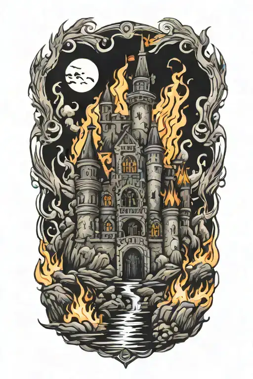 Burning Castle Surrounded