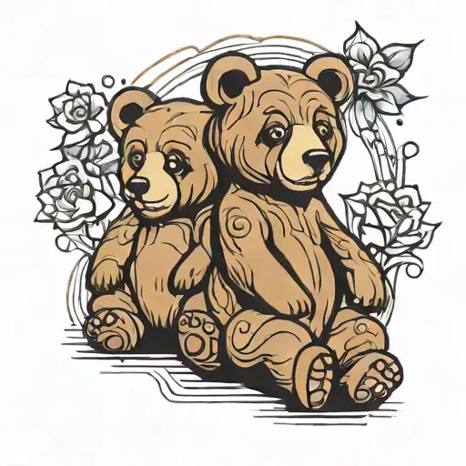 Back Ground For Cartoon Stye 2Bears Sitting Beside Each Other