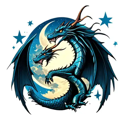 Dragon Moon Stars Wings