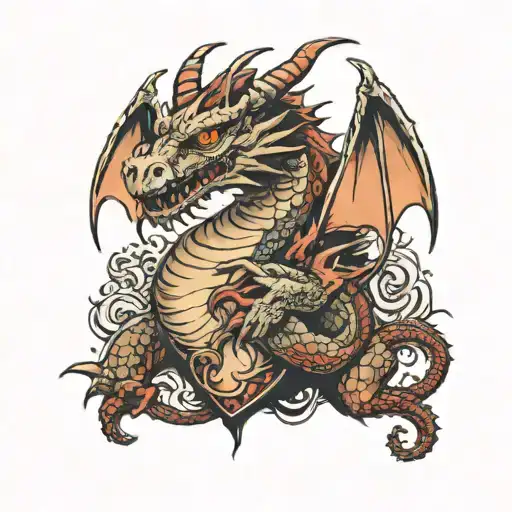 A Scary Dragon Sleeping On A Human Heart