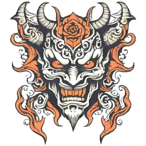 Demon Mask On The Sleeve