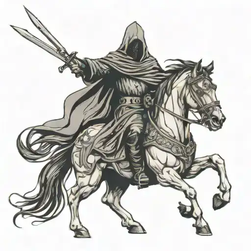 Nazgul With Sword On Horse Galloping