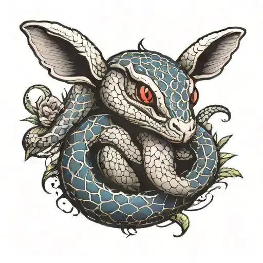 A Snake Hugging A Rabbit