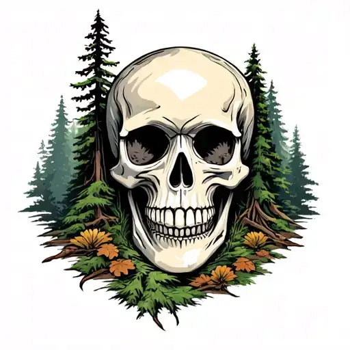 Skull Made Out Of Forest Scene