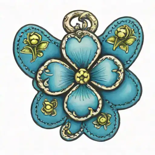 Blue Leather Dog Colloar With A Four Leaf Clover Charm