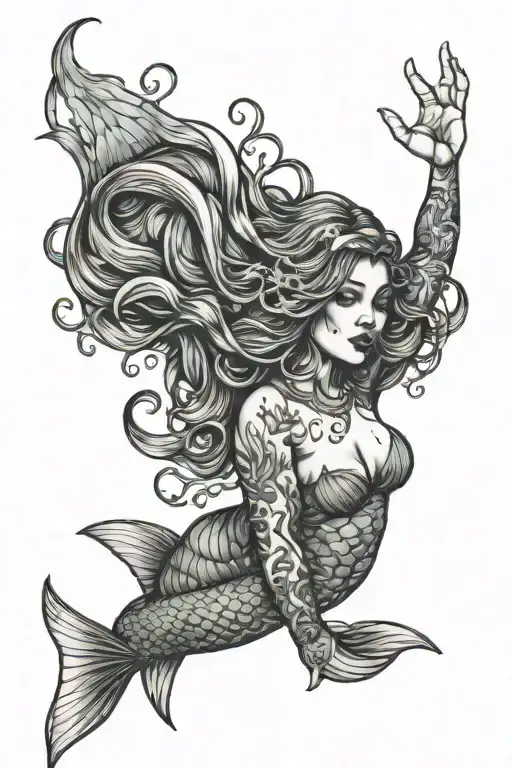 Diving Mermaid Doesn't Show Her Face