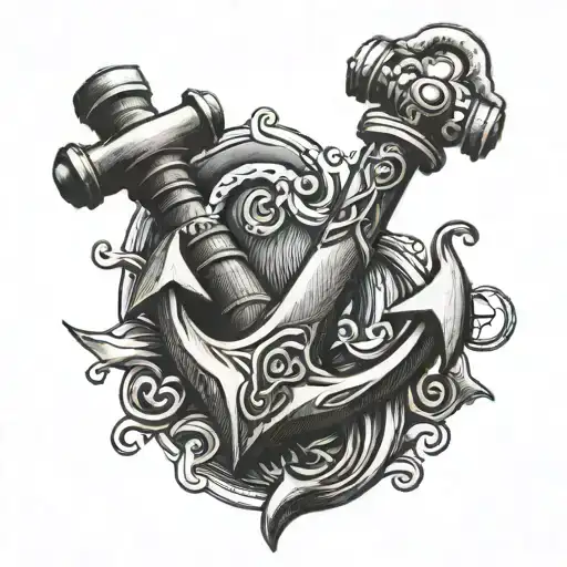 Anchor With Dumbell Shaded Tat