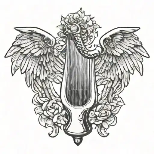 Harp With Angel Wings