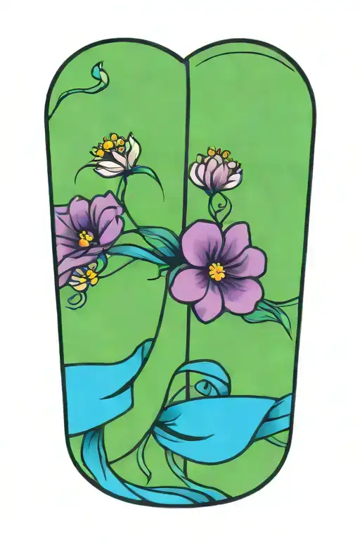 Mendhi Style Flower Intertwined With Three Ribbons