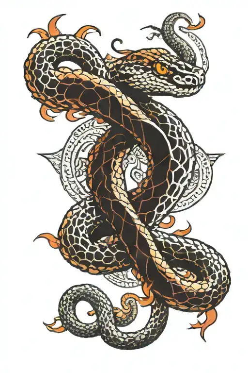 A Fire-colored Snake With Runes On Its Back