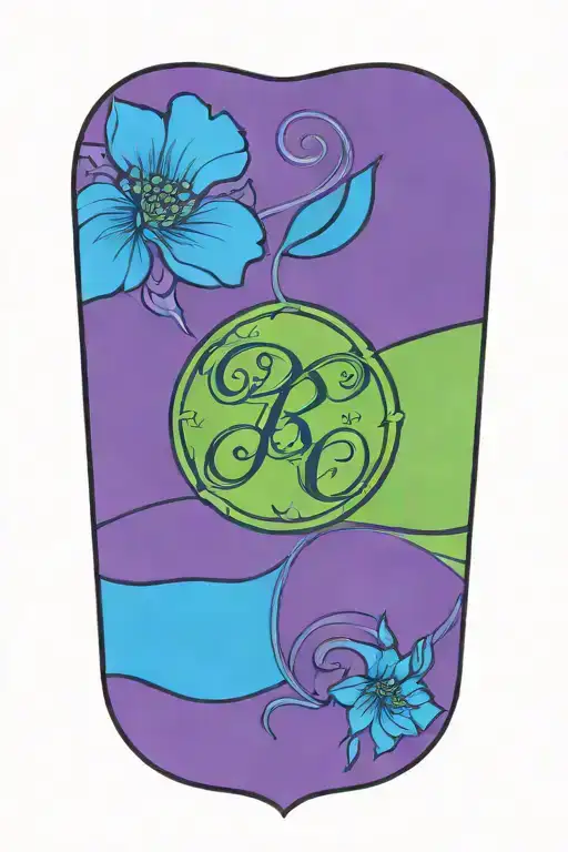 Mendhi Style Flower Intertwined With Names Remi Heather Dillan