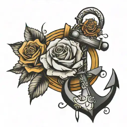 Anchor With Compase Rose And Writing