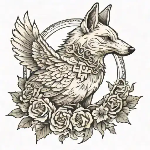 Dove With Cross And Wolf Howling