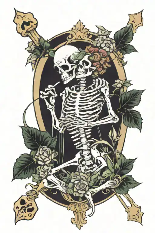 The Lovers Tarot Card Skeletons