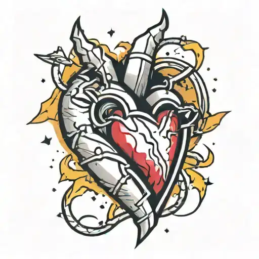 Broken Heart With Bandage And A Lightning Bolt