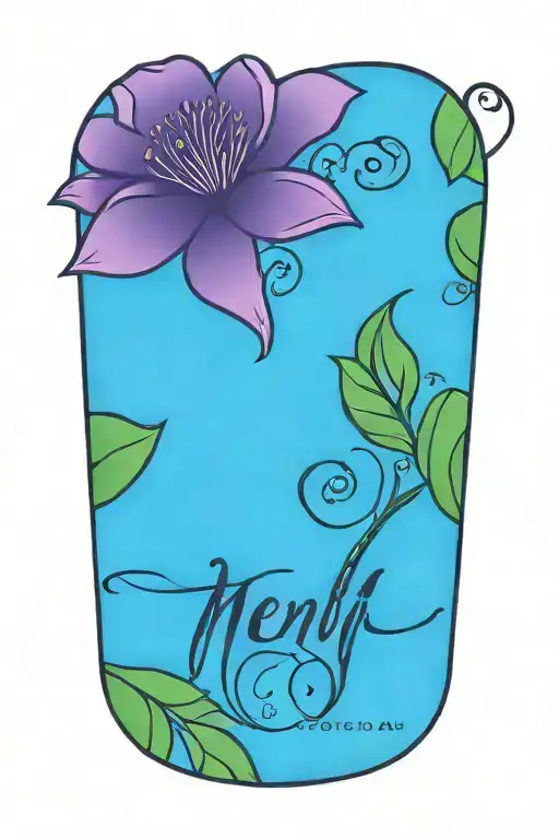 Mendhi Style Flower Intertwined With Names Remi Heather Dillan