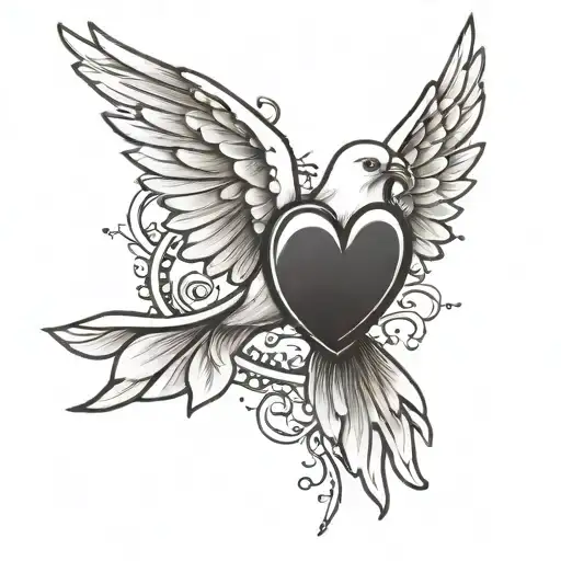 Heart An Dove Flying