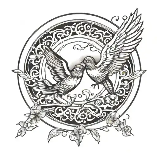 Two Birds Flying In Circle Shape