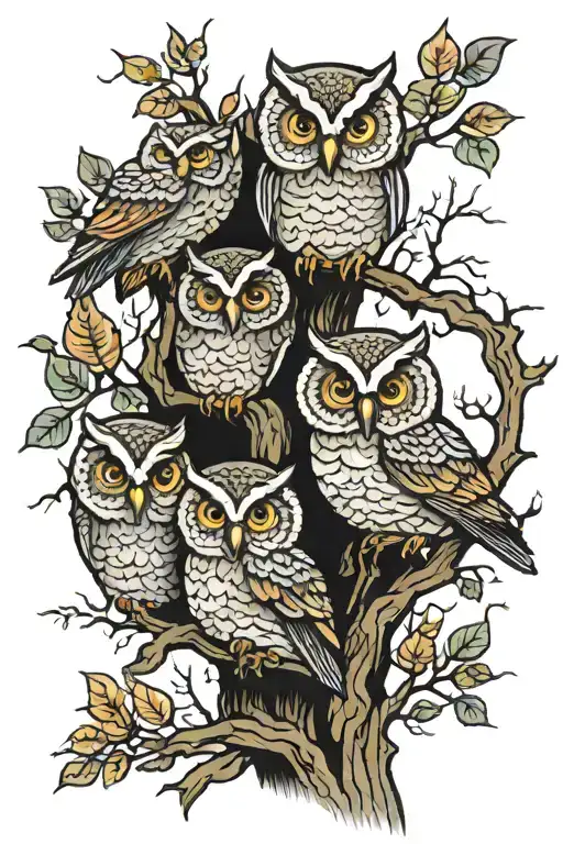 3 Owls In A Tree
