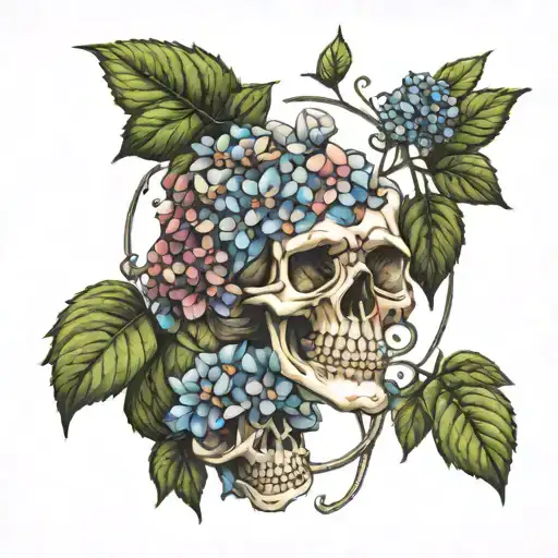Hydrangeas Growing From A Skeleton