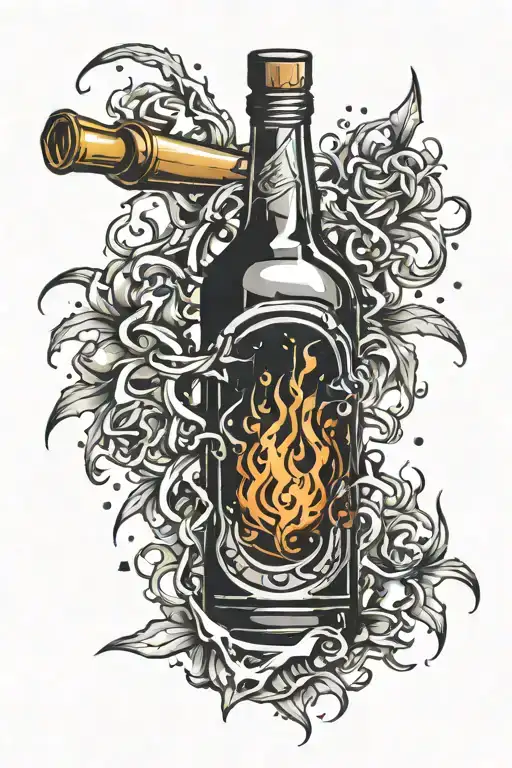 Fireball Liquor Bottle Broken Glass