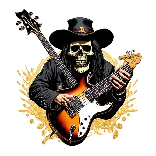 Lemmy Kilmister Skull With Bass Guitar