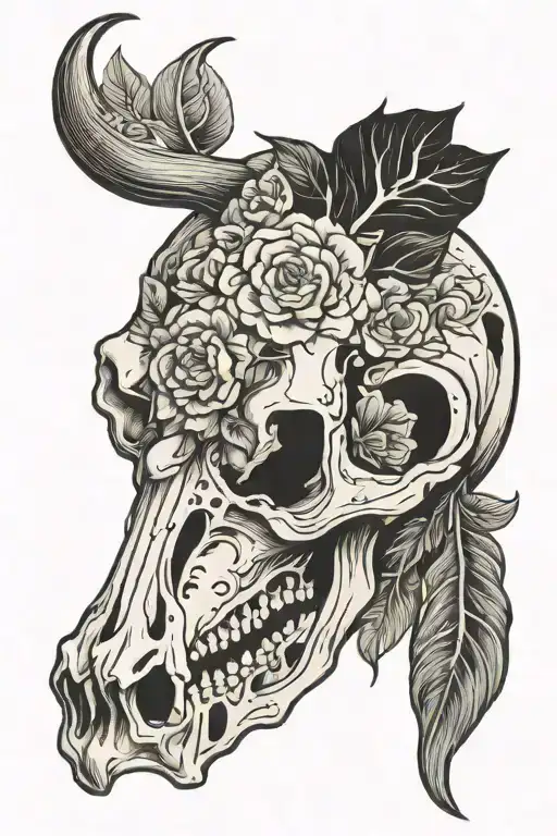 Western Floral Buffalo Skull