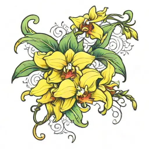 Yellow And Green Orchid Vine Wrapping