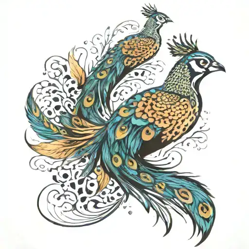 Peacock Feather Birds Flying Away Cheetah Print