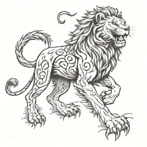 Create An Image Of A Lion Fighting With The Words Who Jah Bless No Man Curse