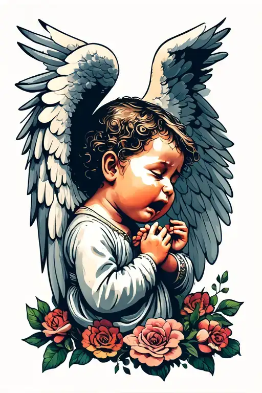 Side Profile Of A Crying Baby Angel