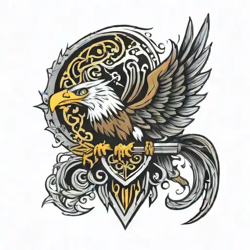 Trident In Back Of An Eagle