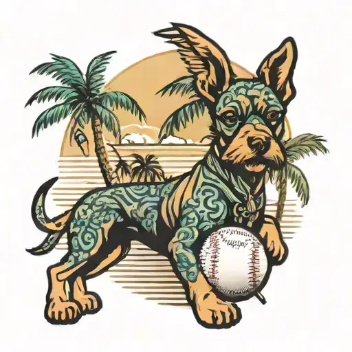 Palm Trees Baseball Dog Beach