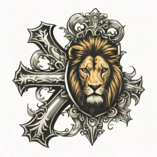 Cross With Lion Reflection Inside