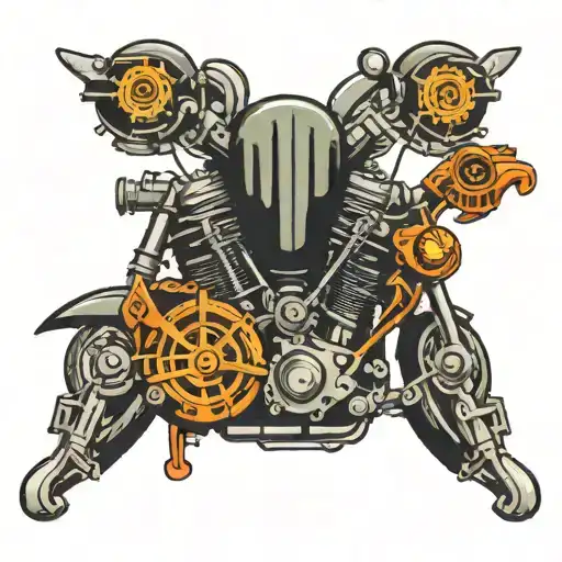 V Twin Engine And Electric Guitar