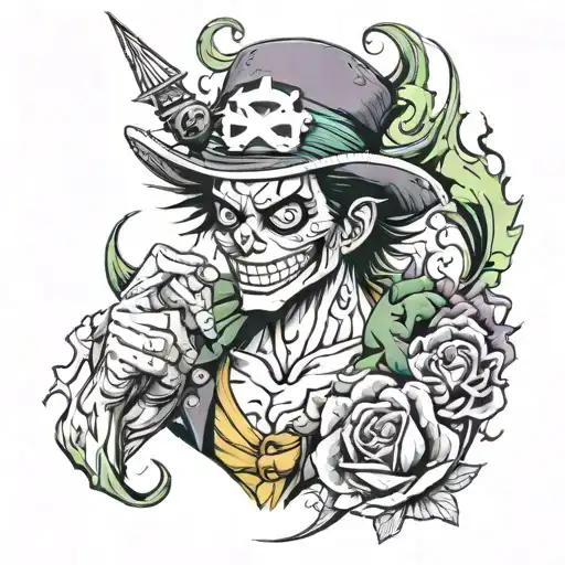 One Piece And Joker Design Incorporating Elements