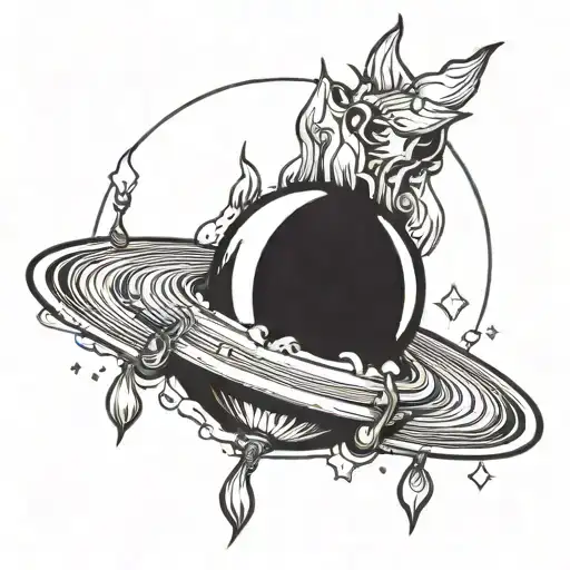 The Planet Saturn With A Birthday Candle Coming Out Of It