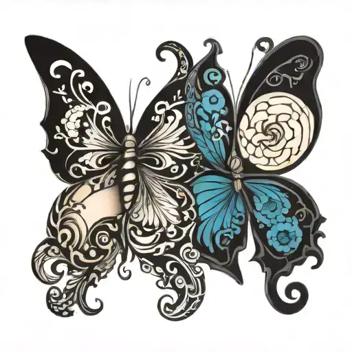 Butterfly Yin And Yang Symbol Formed