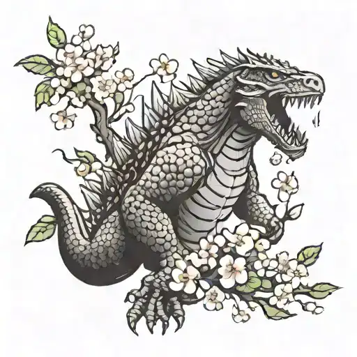Godzilla And Cherry Blossoms