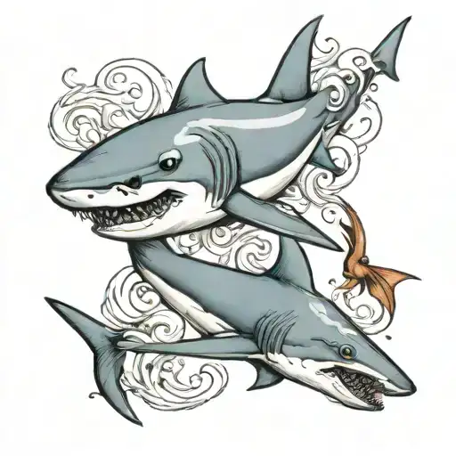 Shark And Stingray Gliding