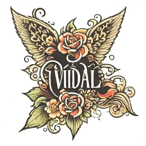 Tattoo That Says Vidal In Beautiful Letters