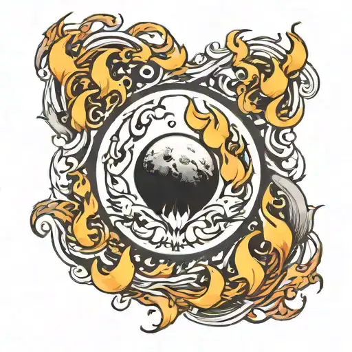 Moon And Fire Flames