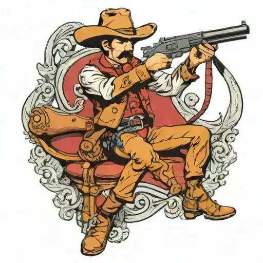 Cowboy Shooting Guns Attached With Marionette